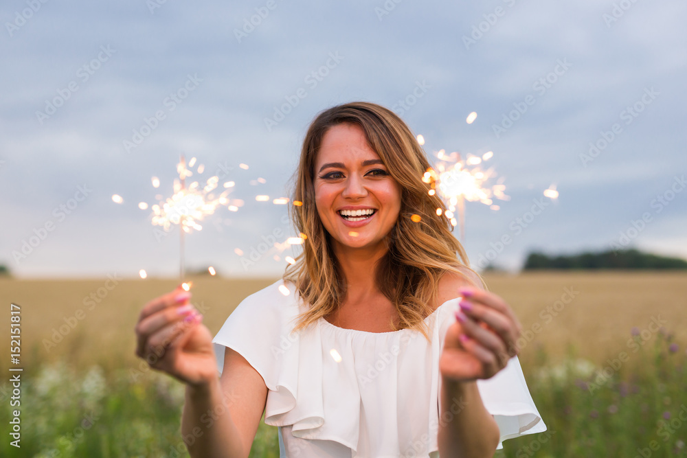 Girl with sparkler Girl with sparkler