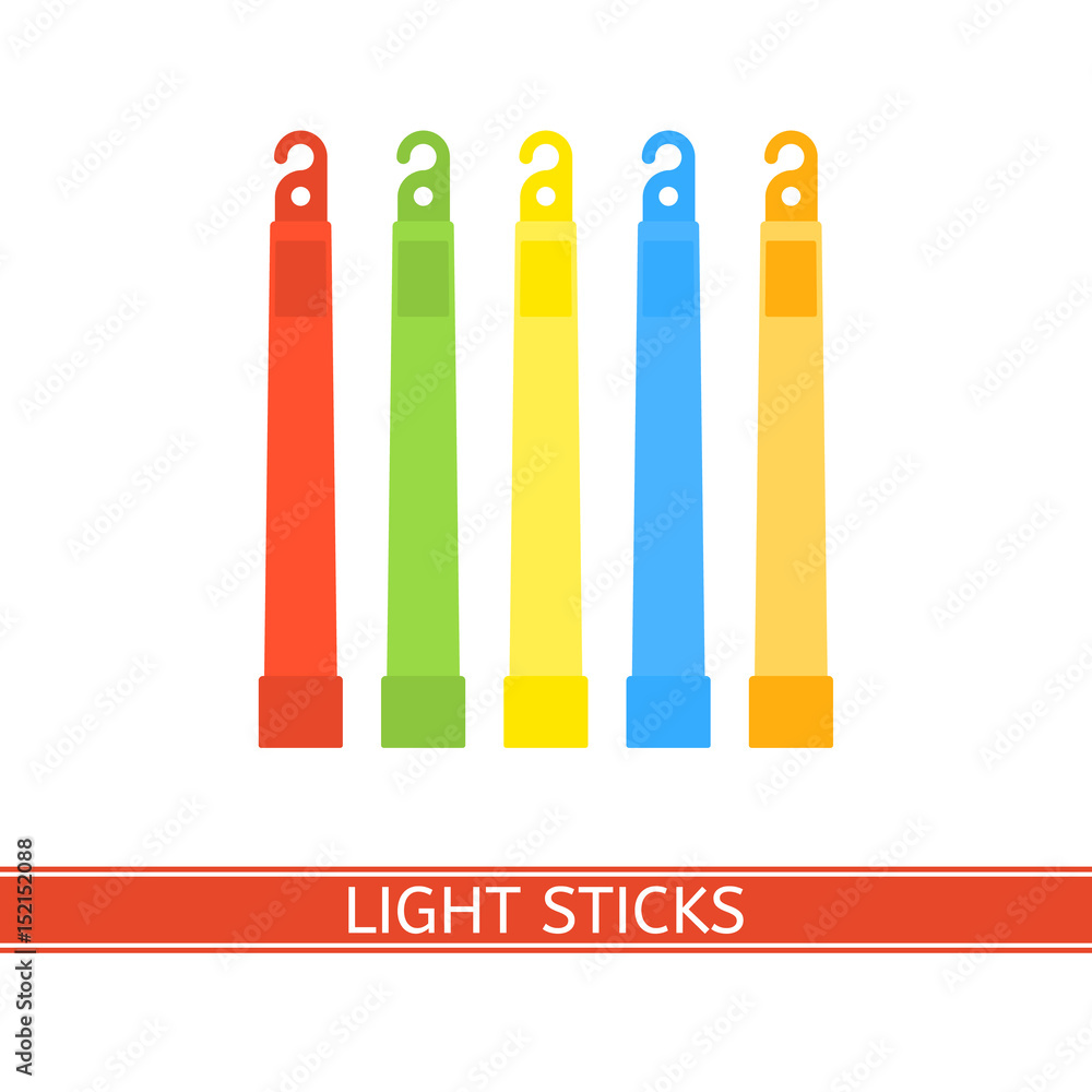 Emergency light stick vector icon. Survival glowing stick isolated on white background in flat style. Glowstick for camping, hiking, power outage and parties. Emergency light stick vector icon. Survival glowing stick isolated on white background in flat style. Glowstick for camping, hiking, power outage and parties.