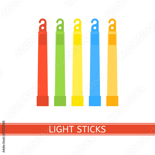Emergency light stick vector icon. Survival glowing stick isolated on white background in flat style. Glowstick for camping, hiking, power outage and parties.