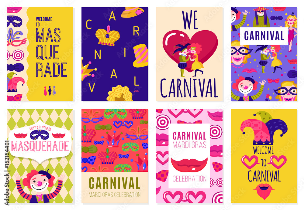 Set Of Eight Carnival Posters 
