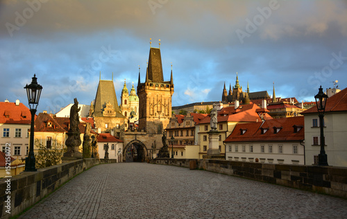 Prague's Charles Bridge and Male Strana at dawn