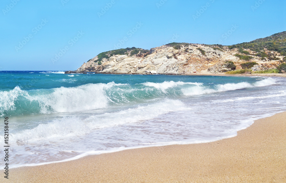 wavy Aegean sea at North Euboea Greece