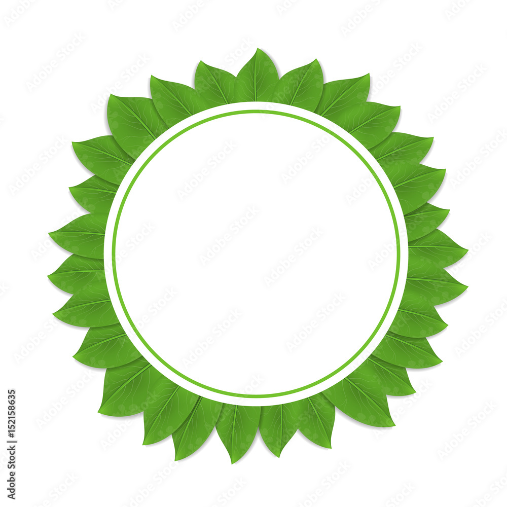Round green frame with leaves. Vector illustration. Round green frame with leaves. Vector illustration.