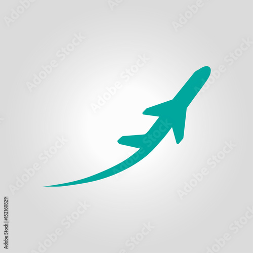 Airplane flight tickets air fly travel takeoff silhouette element. Plane symbol. Travel icon. Flat design.