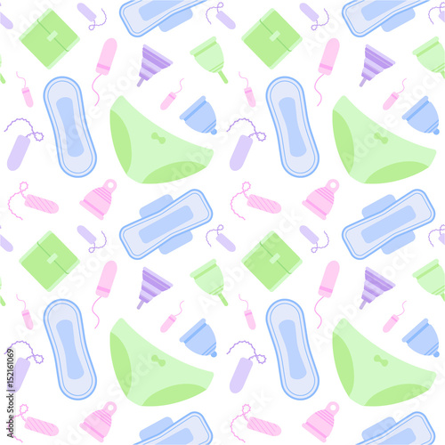 Seamless vector pattern with feminine hygiene