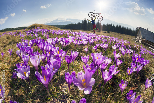 racer among  fantastic gentle flowers
