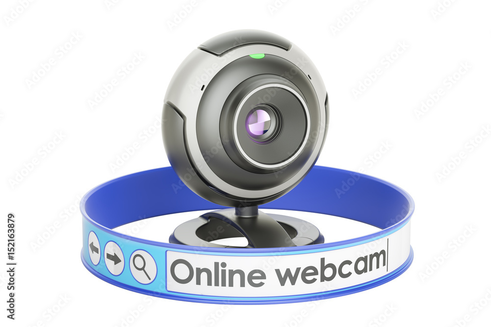 Internet communication concept, webcam online. 3D rendering