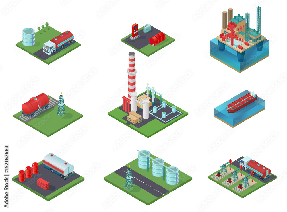 Isometric Oil Industry Set Isometric Oil Industry Set