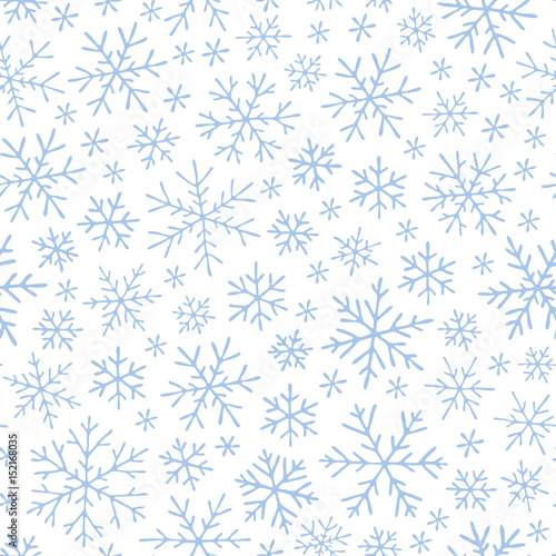 Christmas seamless doodle pattern with snowflakes