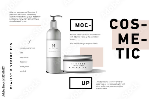 Realistic white cosmetic cream container