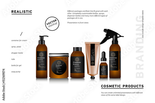 Realistic brown bottle for cosmetic