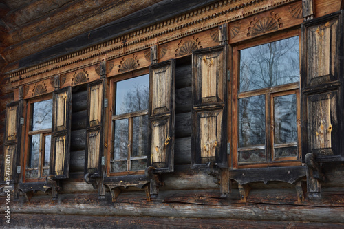Carved windows of a peasant house