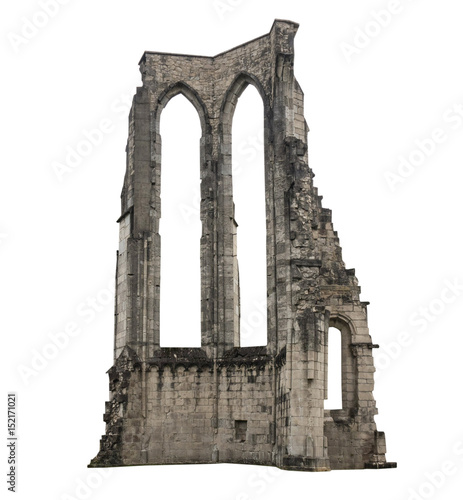 Obraz na plátně The old ruins of a building, white background, isolated