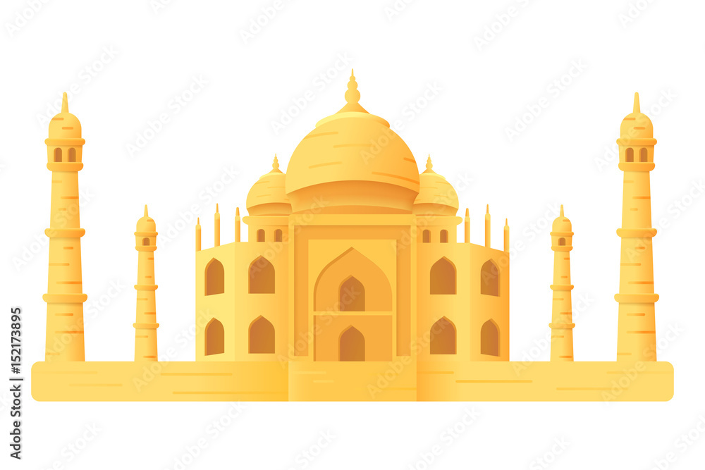 Taj Mahal temple illustration icon isloated