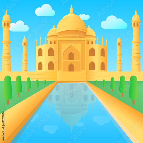Taj Mahal temple illustration in India