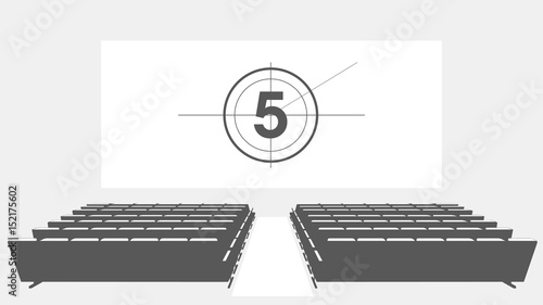 Cinema auditorium with screen and seats,illustration.