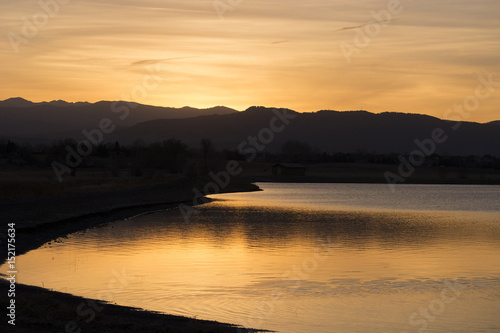 Rocky Mountain Sunset Lake Reflection