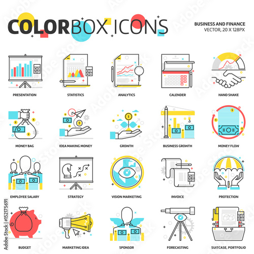 Color box icons, business backgrounds and graphics