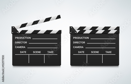 Open and closed clapperboard. Vector illustration