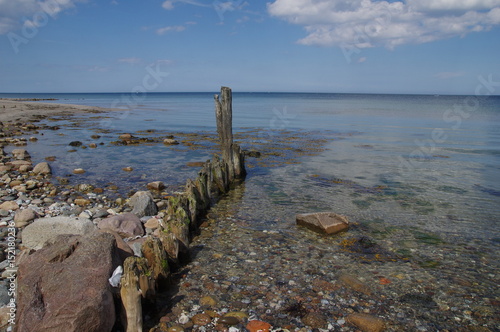 Holzpf  hle als Bune an der Ostsee