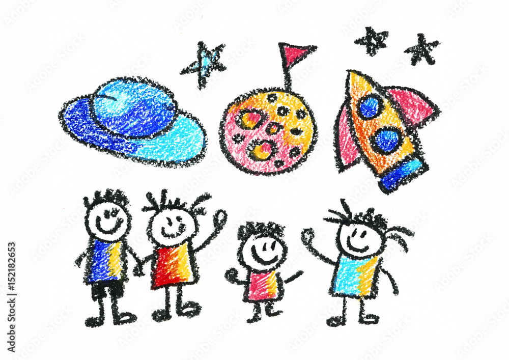 Fototapeta premium Kids drawing Children education, school, kindergarten Play Study Learn Boys and Girls