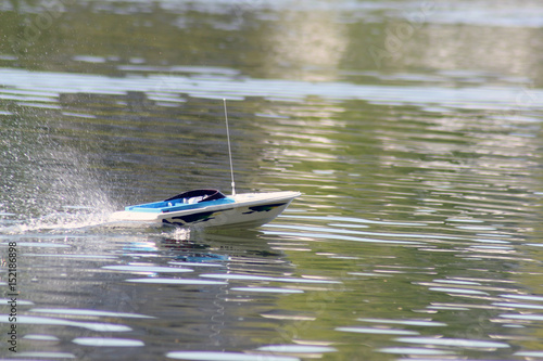 Boat model in motion on the water