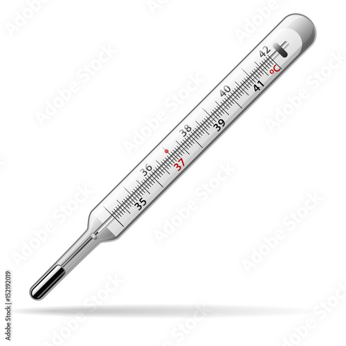 Thermometer medical. A glass mercury thermometer for measuring the temperature of the human body. Vector