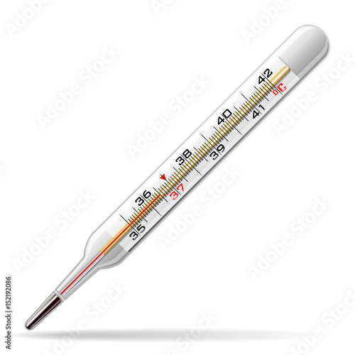 Thermometer medical. A glass thermometer for measuring the temperature of the human body. Vector