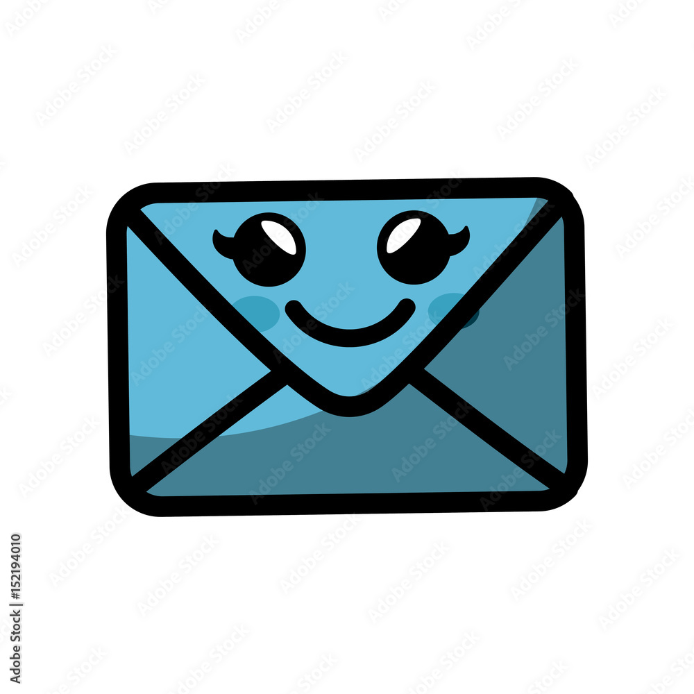 kawaii envelope icon over white background. colorful design. vector illustration