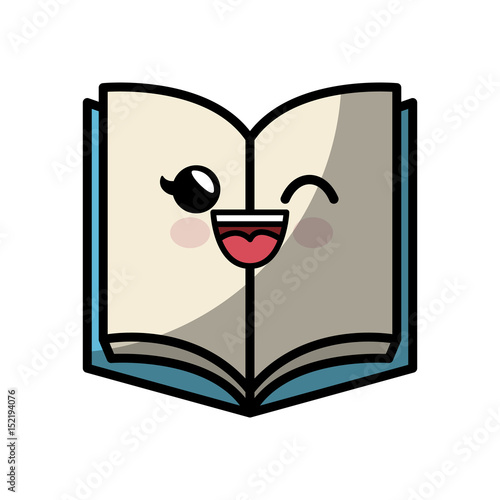 kawaii book icon over white background. colorful design. vector illustration