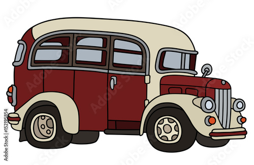 Vintage red and white bus