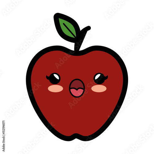 Wallpaper Mural kawaii apple fruit icon over white background. colorful design. vector illustration Torontodigital.ca