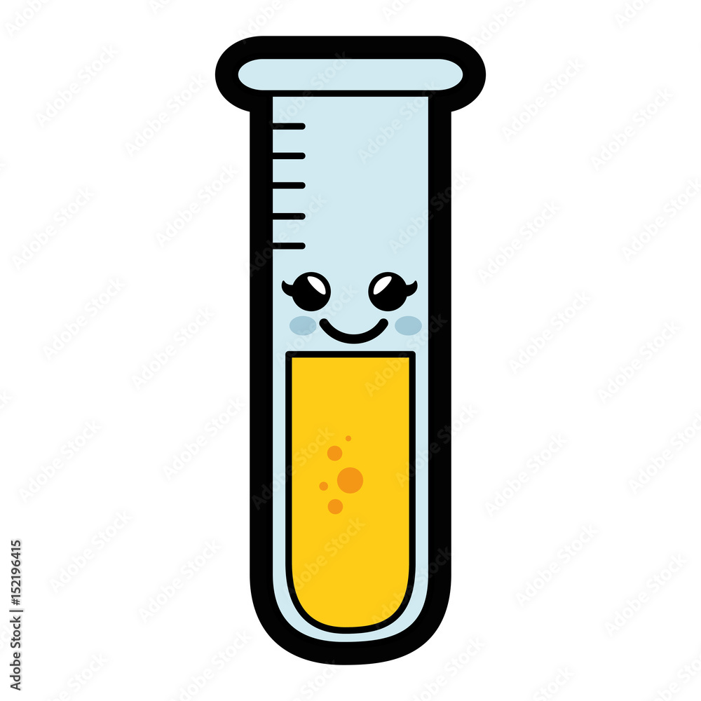 kawaii test tube icon over white background. colorful design. vector illustration kawaii test tube icon over white background. colorful design. vector illustration