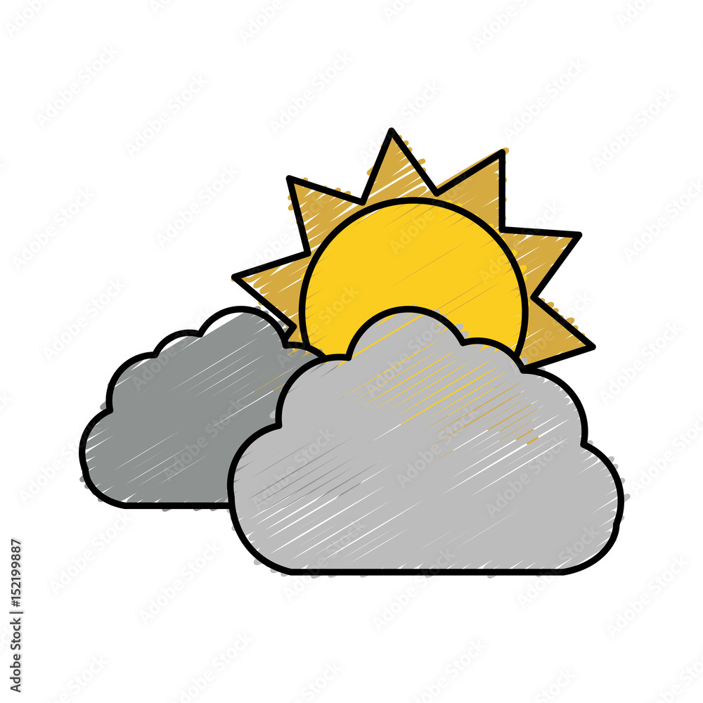 clouds and sun icon over white background. vector illustration clouds and sun icon over white background. vector illustration