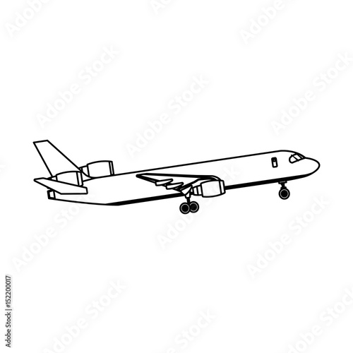 airplane passenger commercial transport outline vector illustration