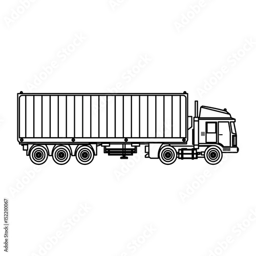 truck container shipping cargo outline vector illustration