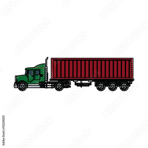 truck container shipping cargo outline vector illustration