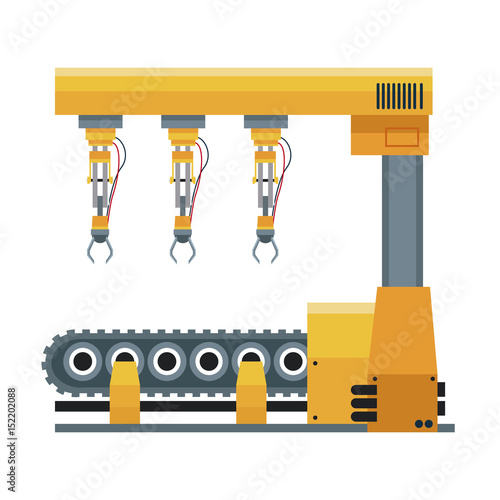 computer controlled automated manufacturing process, industrial robot in packaging line