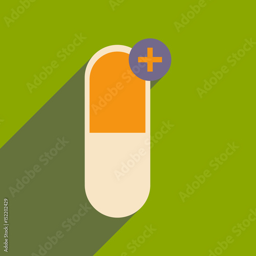 Flat with shadow icon and mobile application pharmaceutics