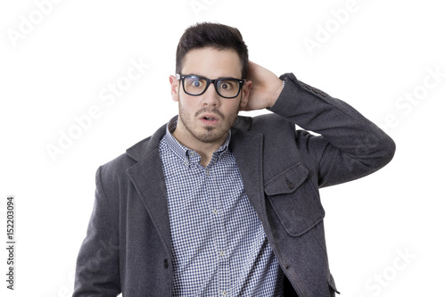 young man isolated on white background