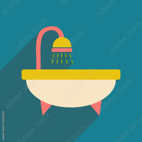 Flat with shadow icon and mobile application bathtub