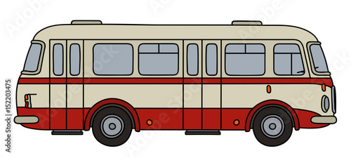Classic red and white city bus