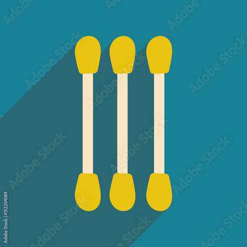 Flat with shadow icon and mobile application cotton swabs