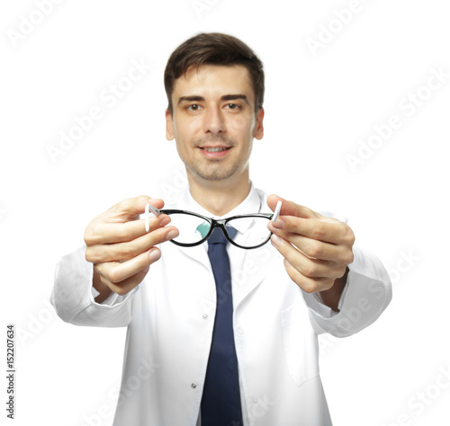 Handsome young ophthalmolog...