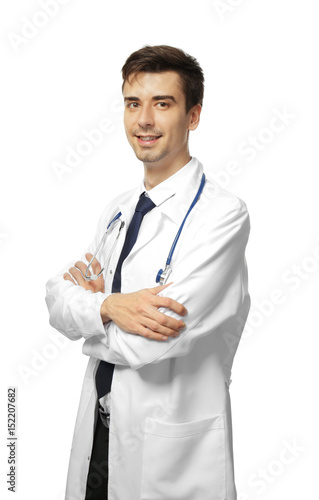 Handsome young doctor on wh...