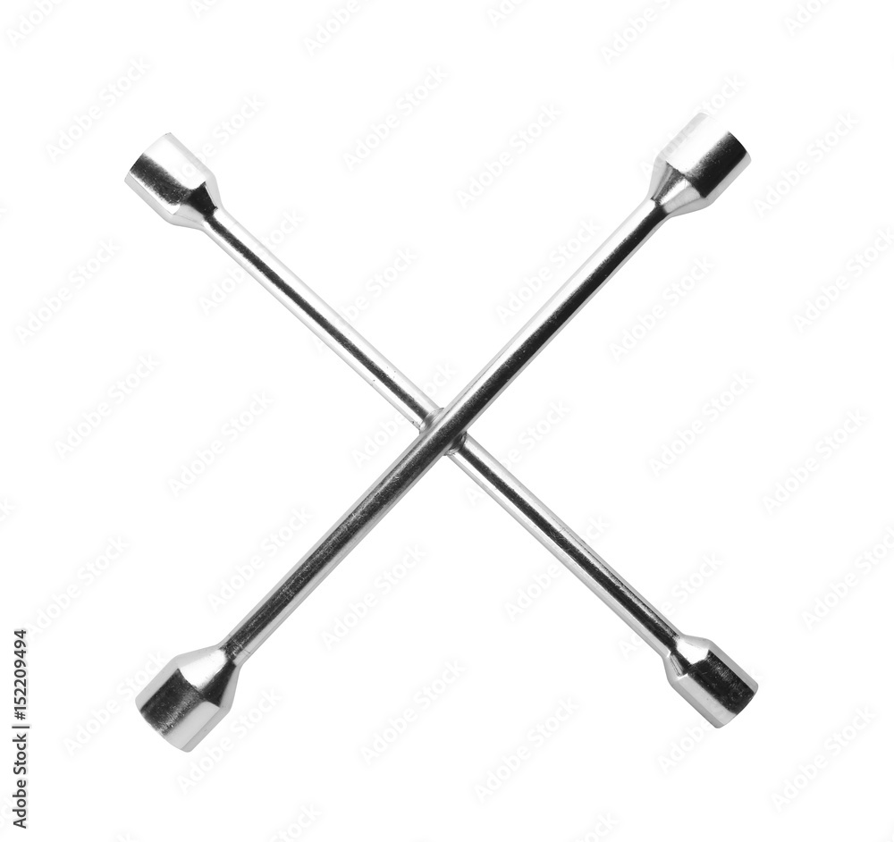 Obraz premium Cross wheel wrench on white background