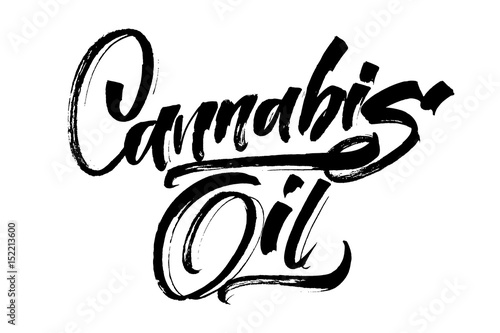 Cannabis Oil. Modern Calligraphy Hand Lettering for Serigraphy Print
