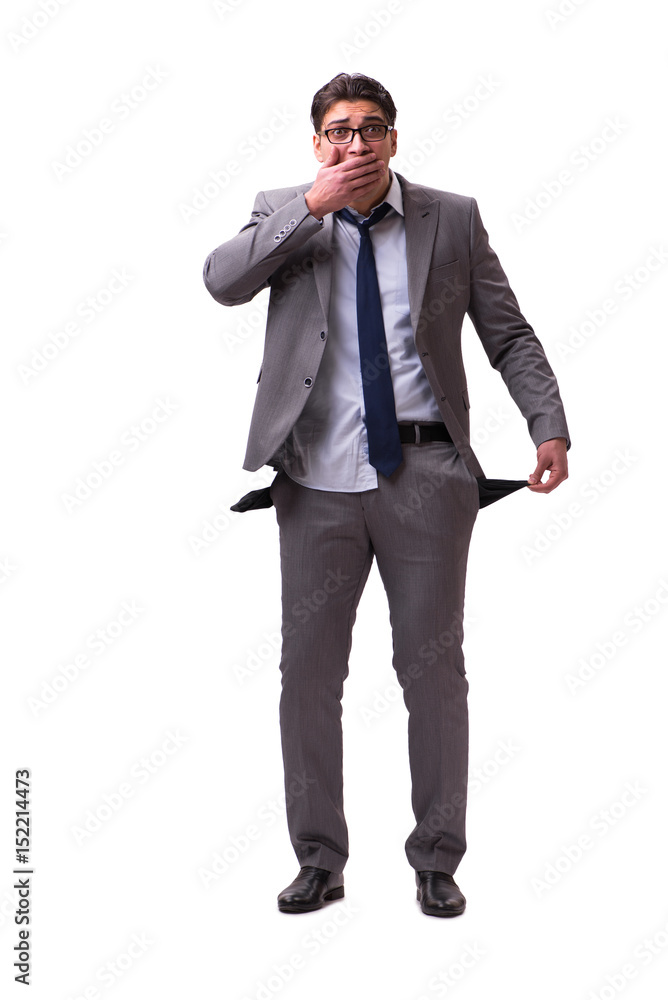 Bankrupt businessman isolated on white background Bankrupt businessman isolated on white background