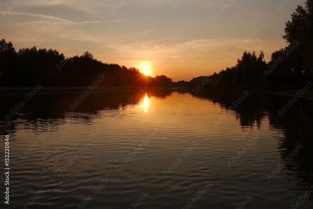 Sunset over a river