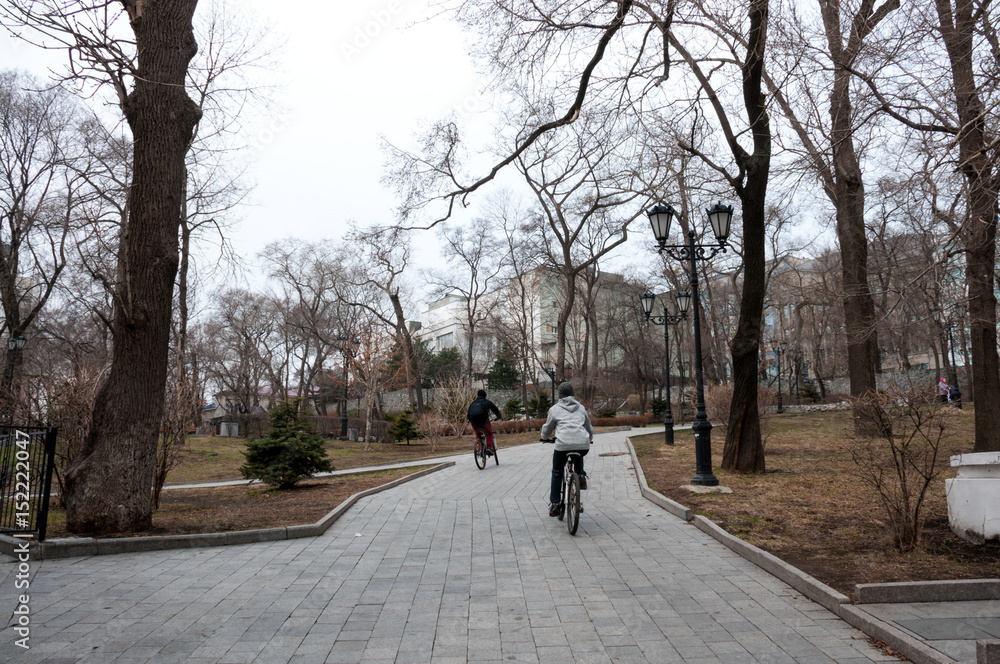 Russia, Vladivostok, April 8: The city park in early spring Russia, Vladivostok, April 8: The city park in early spring